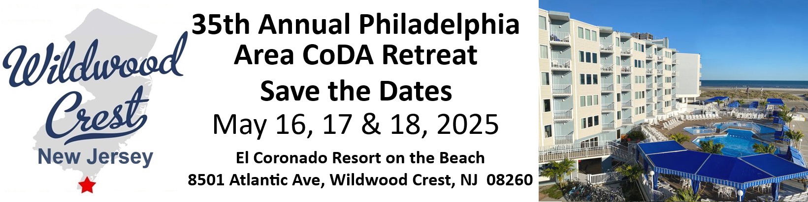 Fri, May 16th - Sum, May 18th, 2025, 35th Annual Philadelphia Area CoDA Retreat, Wildwood Crest, NJ