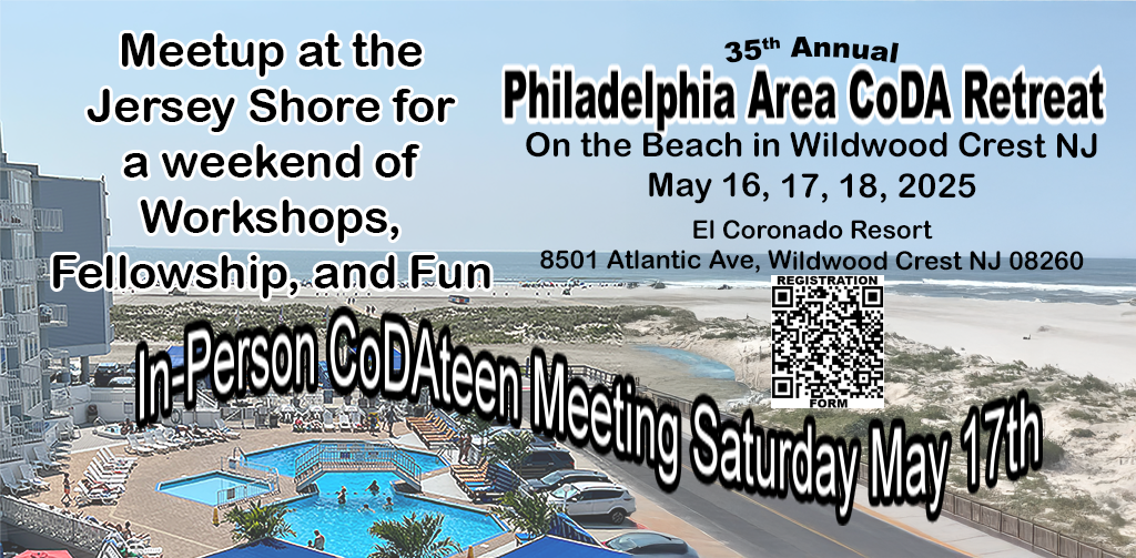 Fri, May 16th - Sum, May 18th, 2025, 35th Annual Philadelphia Area CoDA Retreat, Wildwood Crest, NJ