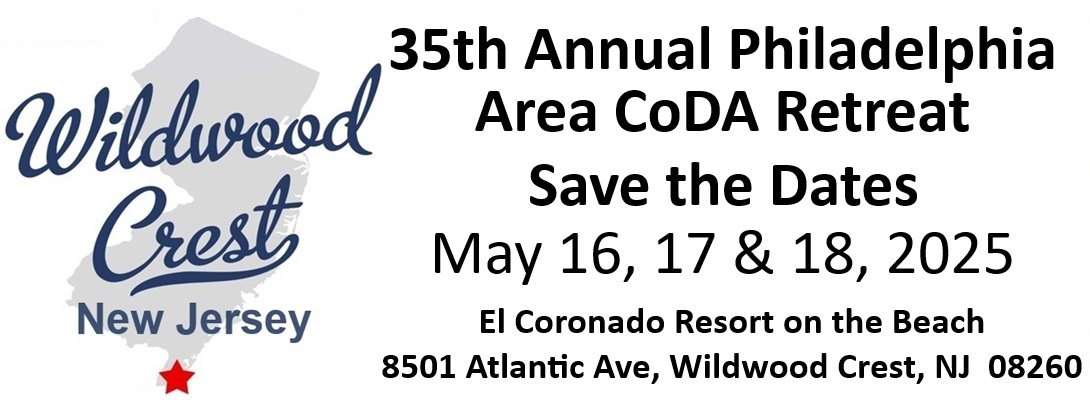 Fri, May 16th - Sum, May 18th, 2025, 35th Annual Philadelphia Area CoDA Retreat, Wildwood Crest, NJ